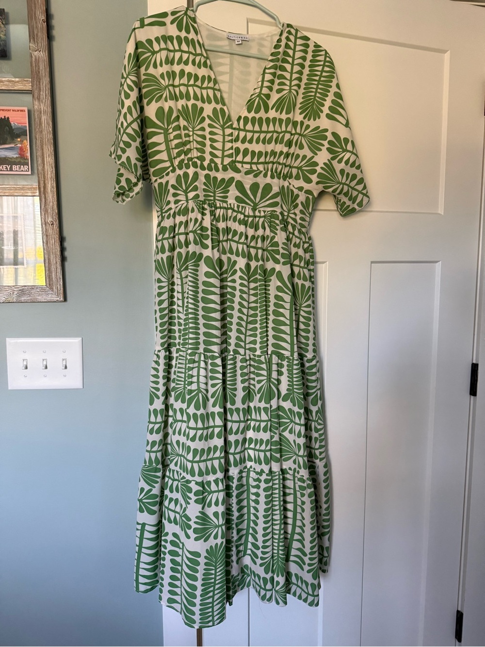 Baltic Born Green Botanical V-Neck Tiered Maxi Dress - Picture 2 of 3